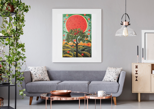 Orchard of Hope, Palestine Artwork, Watermelon, Jaffa Oranges, Farm, Wall Print Art, Home Decor, #Ceasefire, Free Palestine, Poster