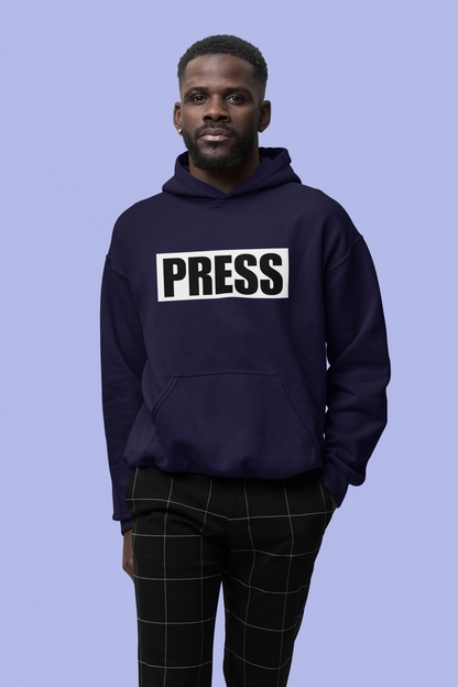 Journalist PRESS Vest Inspired Unisex Gildan Heavy Blend™ Hooded Sweatshirt