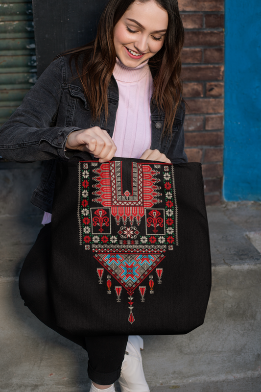 Palestinian Thobe Tatreez Embroidery Stitch Design Print Tote Bag Available in S-L Free Palestine