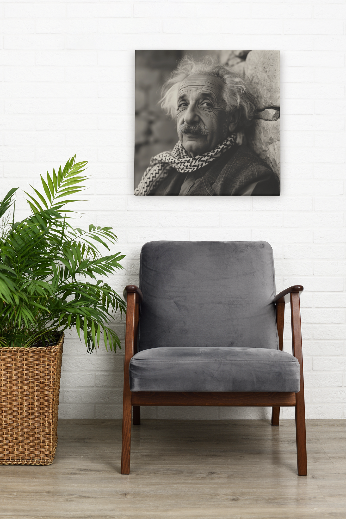 Einstein's Vision: Bridging Worlds, Falasteeni Einstein, Palestinian Einstein, Keffiyeh, #Free Palestine, Wall Print Art, Home Decor, Poster
