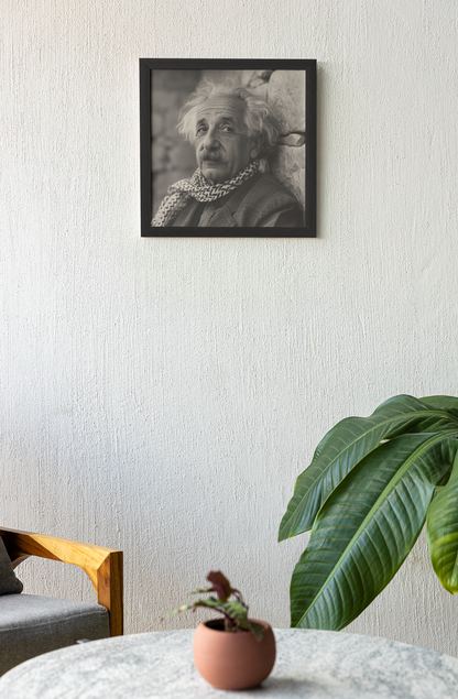 Einstein's Vision: Bridging Worlds, Falasteeni Einstein, Palestinian Einstein, Keffiyeh, #Free Palestine, Wall Print Art, Home Decor, Poster