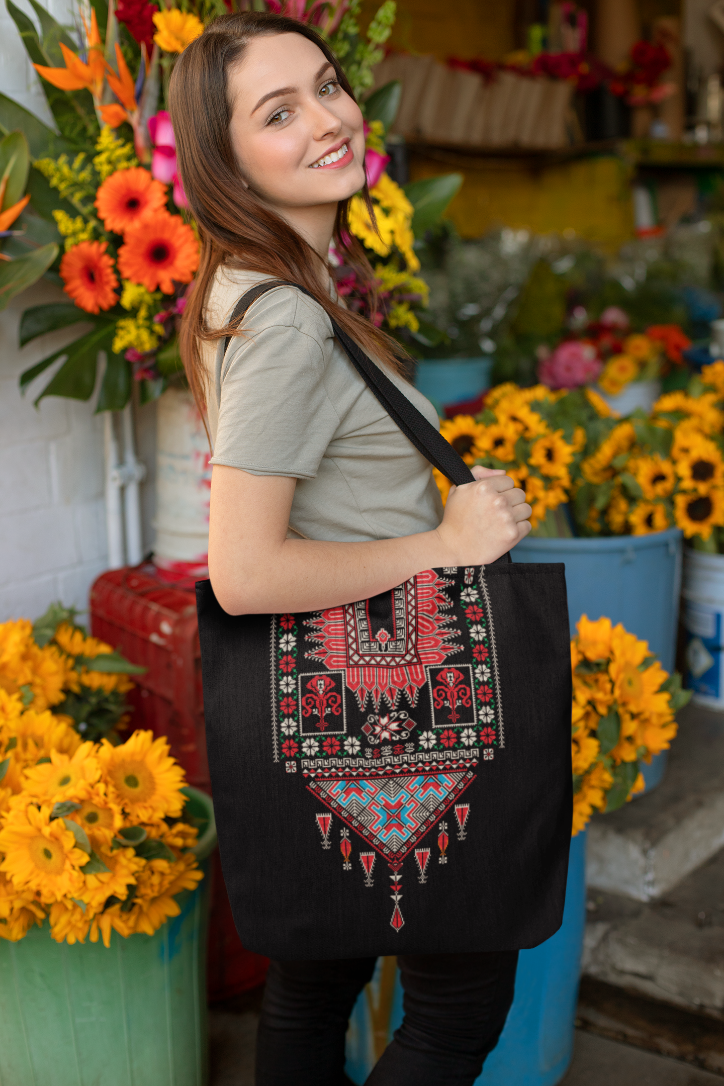Palestinian Thobe Tatreez Embroidery Stitch Design Print Tote Bag Available in S-L Free Palestine