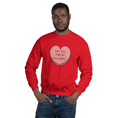 Palestine Sweatshirt - Unisex Crewneck for Alternative Valentines, Activist Wear, Palestine Solidarity, Valentine's Day Gift