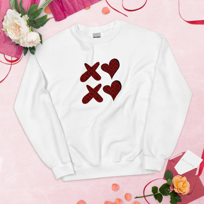 Unisex Palestine Sweatshirt with XOXO Palestinian Tatreez Design - Valentine's Day Gift, Activist Shirt, Palestine Solidarity